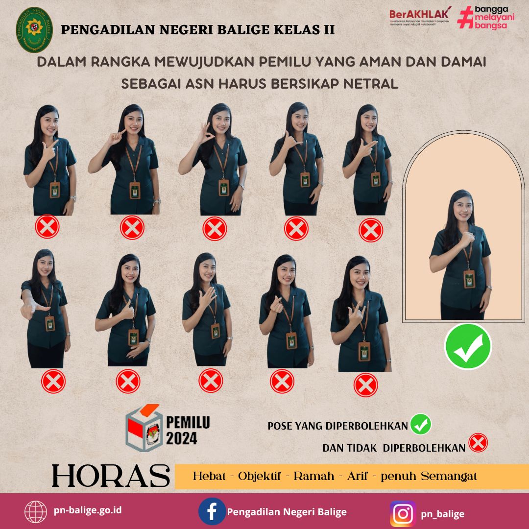 DALAM RANGKA MEWUJUDKAN PEMILU YANG AMAN DAN DAMAI SEBAGAI ASN HARUS BERSIKAP NETRAL